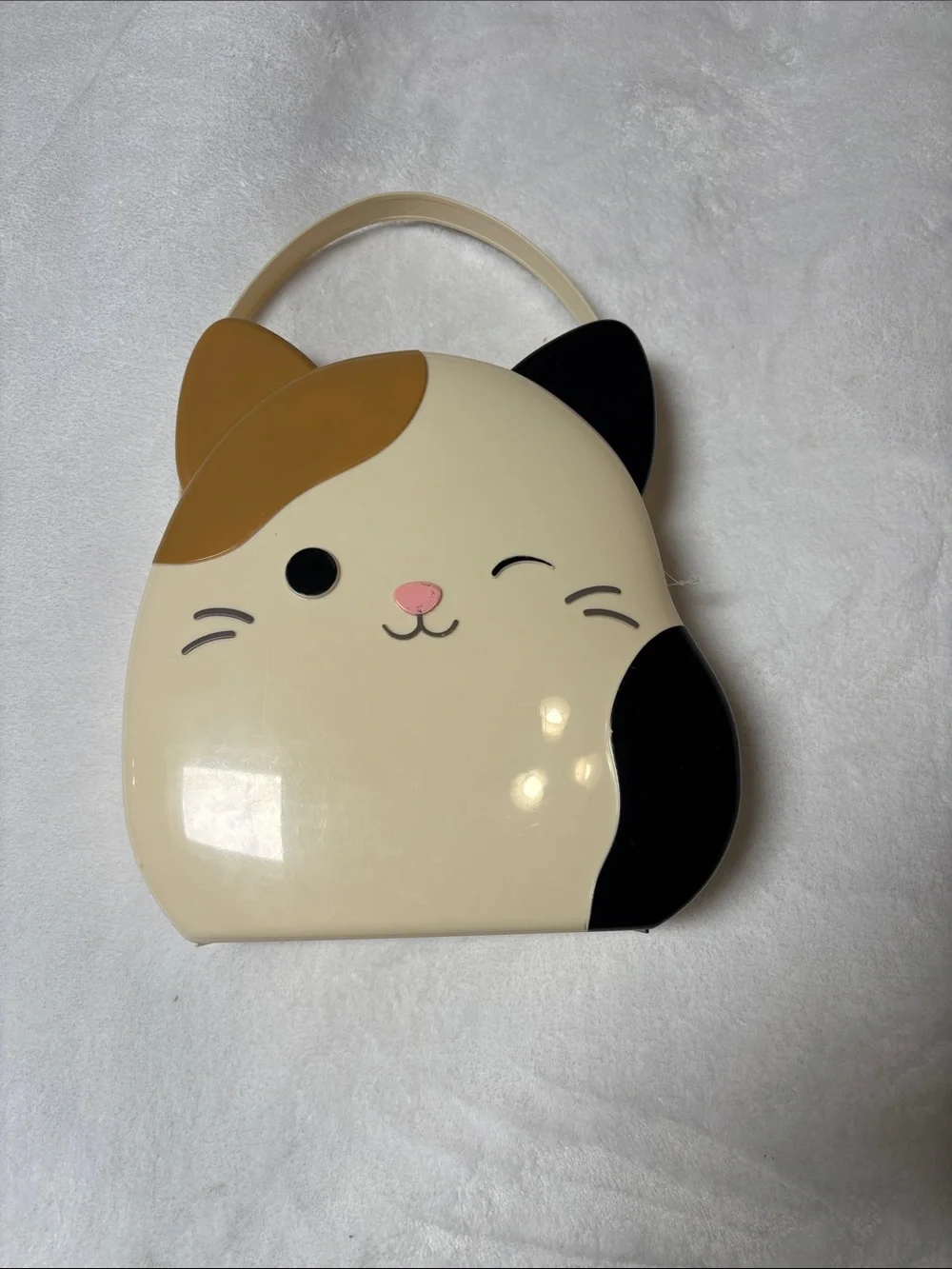 Squishmallows Hard Shell Cream Cat Bag with Brown, Black & Pink Accents